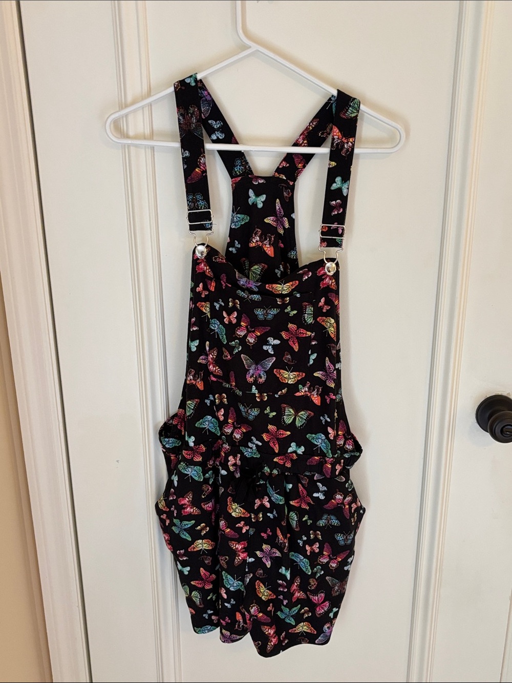 No Boundaries black butterfly overall shorts